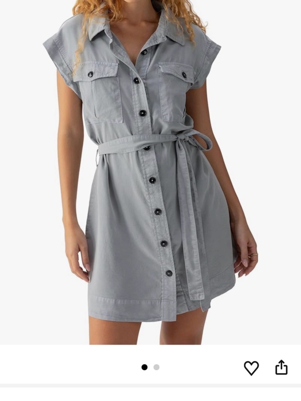 Sanctuary Light Blue Sleeveless Button-Front Mini Dress with Tie